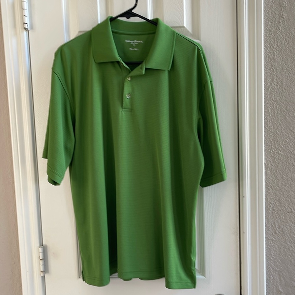 Tommy Armour Men's Golf Polo Shirt Green Solid Short Sleeve Performance Size L